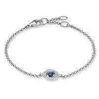 Thomas Sabo Silver Round Pave Blue Cubic Zirconia Bracelet A1334-050-32
