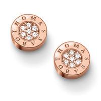 thomas sabo rose gold plated pave cubic zirconia small round studs h18 ...