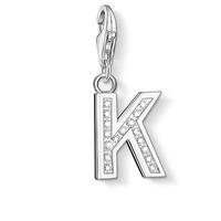 thomas sabo silver cubic zirconia letter k charm 0233 051 14