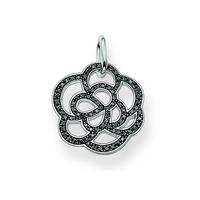 thomas sabo silver small black cz open flower pendant pe520 051 11