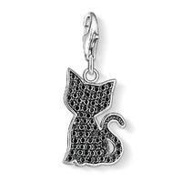 Thomas Sabo Sterling Silver Black Cubic Zirconia Pave Cat Charm 1015-051-11