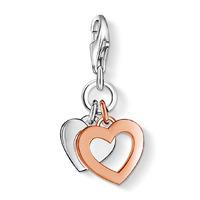 thomas sabo rose gold plated double heart charm 0961 415 12