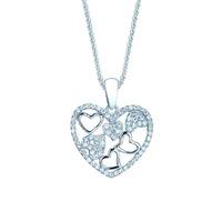 The Real Effect Ladies Sterling Silver Cubic Zirconia Pave Open Hearts Pendant RE30014