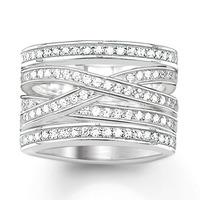 thomas sabo silver cubic zirconia 5 row cross over ring tr2013 051 14  ...