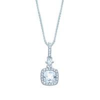 The Real Effect Ladies Sterling Silver Cubic Zirconia Cushion Cut Pendant RE30734
