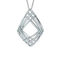 The Real Effect Ladies Sterling Silver Cubic Zirconia Open Diamond Pendant RE28404
