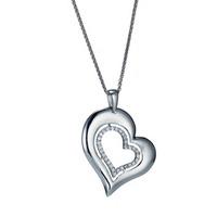 The Real Effect Silver Large Cubic Zirconia Heart Pendant RE26694