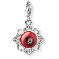 Thomas Sabo Silver Red Glass Evil Eye Lotus Flower Charm 1441-052-10
