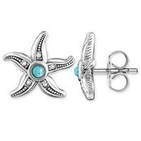 Thomas Sabo Ladies Silver Diamond Ethnic Starfish Turquoise Earrings D_H0005-357-17