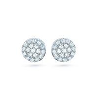 The Real Effect Silver Round Pave Stud Earrings RE22054