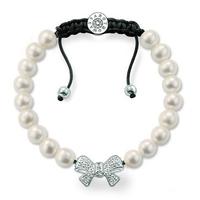 Thomas Sabo Silver CZ Bow Freshwater Pearl Bracelet A1168-199-14