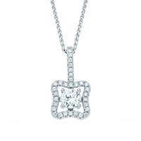 The Real Effect Ladies Sterling Silver Cubic Zirconia Open Square Pendant RE26394