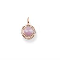 Thomas Sabo Rose Gold Plated Cubic Zirconia Rose Quartz Circle Pendant PE621-417-9