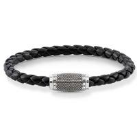 thomas sabo black leather silver oxidised bracelet ub0012 823 11