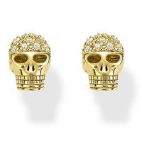thomas sabo rebel at heart gold plated diamond skull earrings d h0013  ...