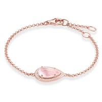Thomas Sabo Rose Gold Plated Pear Shape Rose Quartz Bracelet A1326-417-9-L19