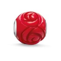 Thomas Sabo Silver Red Bamboo Coral Rose Bead K0038-590-10