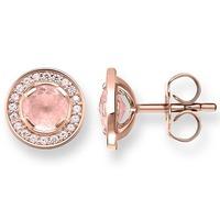 thomas sabo rose gold plated luna rose quartz earrings h1858 417 9