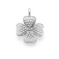 thomas sabo silver white cz 4 leaf clover pendant pe475 051 14