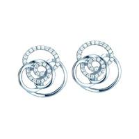 The Real Effect Ladies Sterling Silver Cubic Zirconia Open Knot Stud Earrings RE29334
