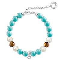 Thomas Sabo Turquoise Blue White Charm Club Bracelet X0224-951-17-L18-5V