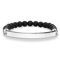 thomas sabo silver plain matt obsidian bracelet lba0014 023 11