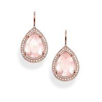 Thomas Sabo Rose Gold Plated Pear Shape Rose Quartz Drop Earrings H1843-537-9