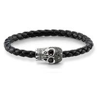 thomas sabo rebel at heart leather skull bracelet ub0017 820 11 l19