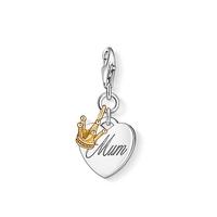 Thomas Sabo Silver Mum Heart Gold Plated Crown Charm 1060-413-12
