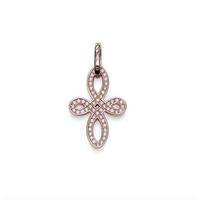 thomas sabo rose gold plated cubic zirconia small love knot pendant pe ...