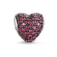 Thomas Sabo Silver Red Cubic Zirconia Pave Heart Bead K0084-639-10