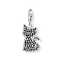 Thomas Sabo Sterling Silver Black Cubic Zirconia Pave Cat Charm 1015-051-11