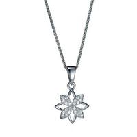 The Real Effect Ladies Silver Cubic Zirconia Flower Pendant RE25794