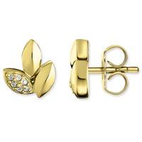 thomas sabo ladies gold plated diamond leaves earrings d h0006 924 39