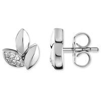 thomas sabo ladies silver diamond leaves earrings d h0006 725 21