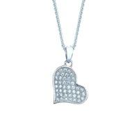The Real Effect Ladies Sterling Silver Cubic Zirconia Pave Heart Pendant RE12104