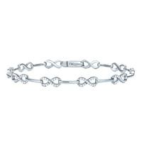 The Real Effect Ladies Sterling Silver Cubic Zirconia Twist Bar Bracelet RE26794