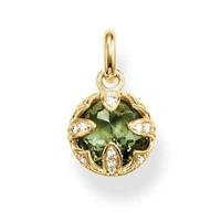 thomas sabo gold plated green cubic zirconia round pendant pe685 632 6