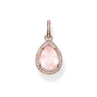 thomas sabo rose gold plated pear shaped rose quartz cubic zirconia pe ...