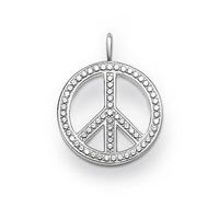 thomas sabo silver white cz peace sign pendant pe448 051 14