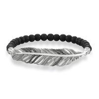 thomas sabo silver feather obsidian bracelet lba0020 705 11