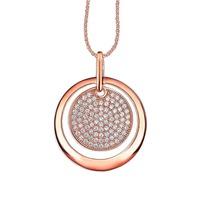 The Real Effect Ladies Two Tone Cubic Zirconia Pave Disc Pendant RE28784