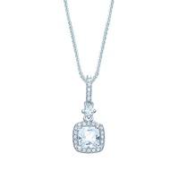 the real effect ladies sterling silver cubic zirconia cushion cut pend ...