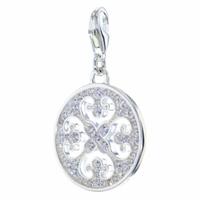 Thomas Sabo Sterling Silver White Cubic Zirconia Cut Out Disc Charm 0993-051-14