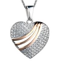 The Real Effect Silver Rose Gold Plated CZ Heart Pendant RE20354
