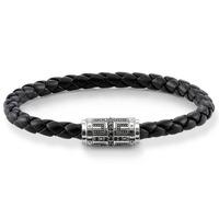 Thomas Sabo Black Leather Cubic Zirconia Cross Clasp Bracelet UB0007-820-11