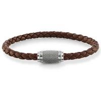 Thomas Sabo Brown Leather Silver Oxidised Clasp Bracelet UB0008-823-2