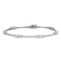 The Real Effect Ladies Sterling Silver Cubic Zirconia Bar Bracelet RE23414