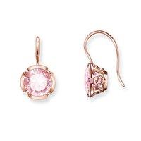 thomas sabo rose gold tone and pink corundum hook earrings