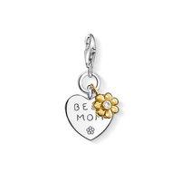 Thomas Sabo Silver and Zirconia Best Mom Heart and Flower Charm